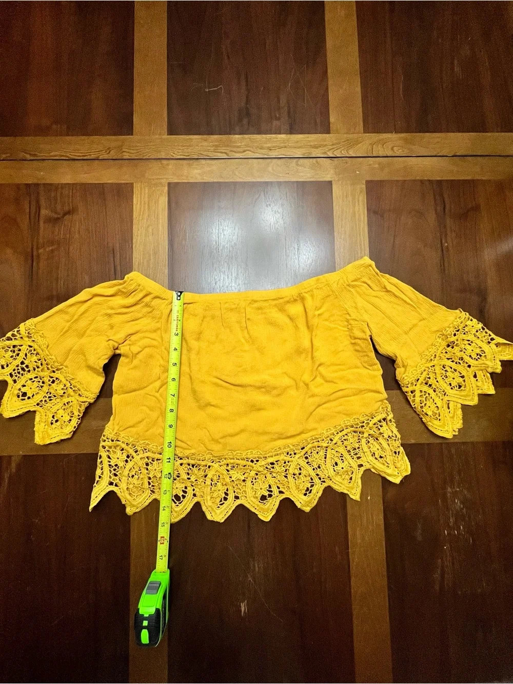 Crazy Train Yellow Off The Shoulder Boho Crochet Top Size Medium